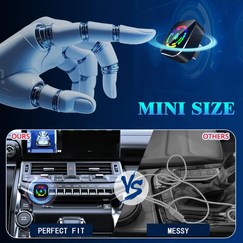 2 In1 Wired to Wireless CarPlay Adapter Plug & Plug Auto Connect Converts for Wired Cars, Color (A21)