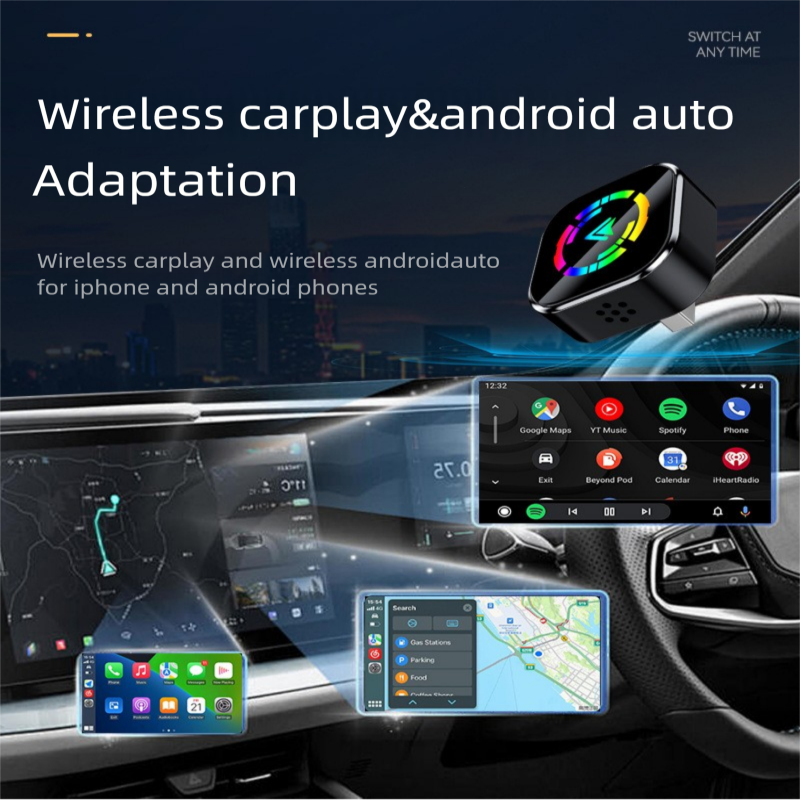 2 In1 Wired to Wireless CarPlay Adapter Plug & Plug Auto Connect Converts for Wired Cars, Color (A21)